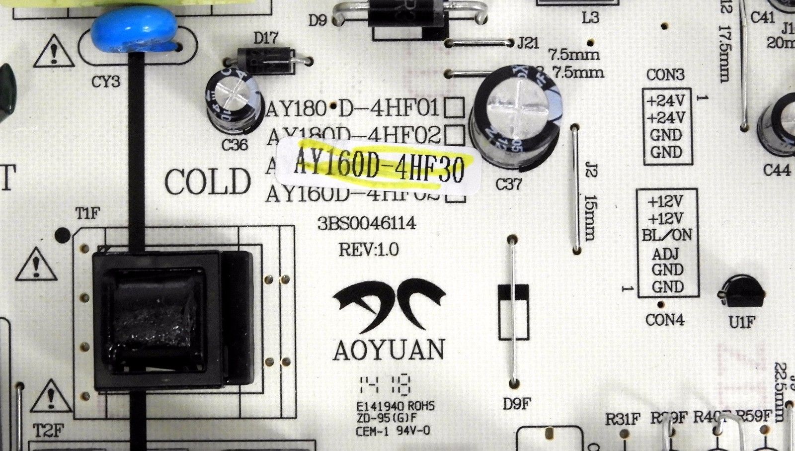 Sceptre  X505BV-FMQR Power Supply Board AY160D-4HF30 - Image 2